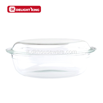 Casseruola in vetro borosilicato elevata con coperchio